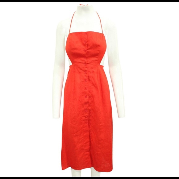 Reformation Dresses & Skirts - Reformation sold out red linen apron dress